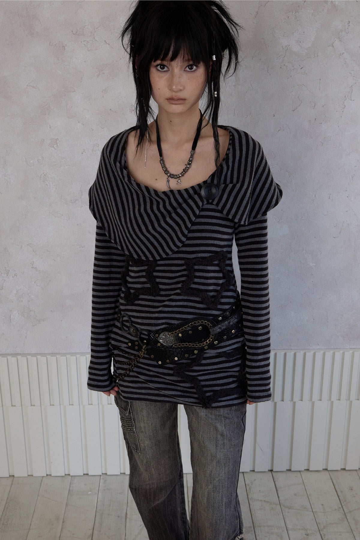 Striped Star Knit Top