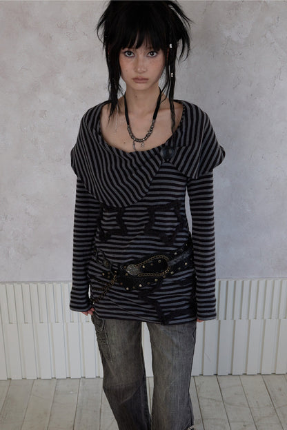 Striped Star Knit Top