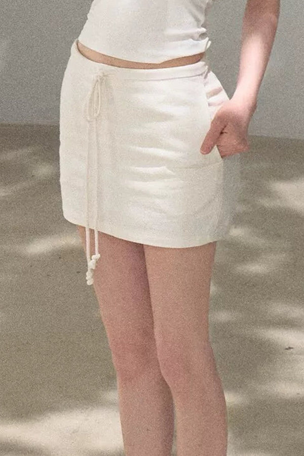 Bright Clouds Linen Skirt