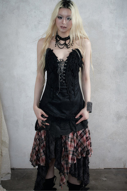 Retro Suede Embroidered Bustier Vest