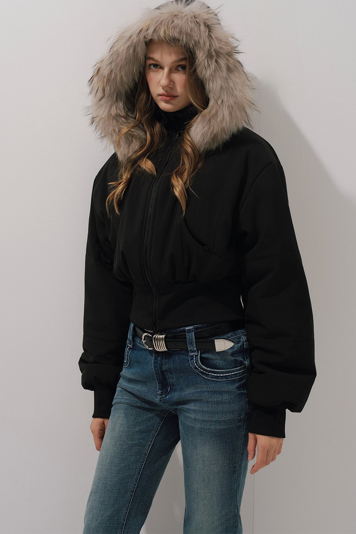 Black Winter Cotton Coat