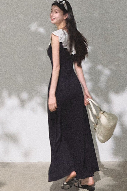 Robe en coton sans manches dos nu à ombre d’arbre