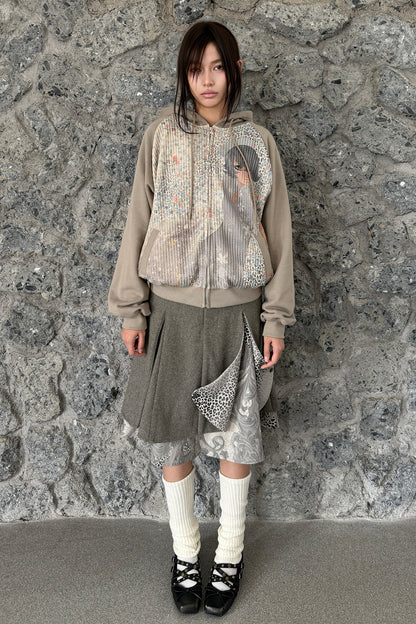 Kapuzenpullover mit floralem Leopardenmuster