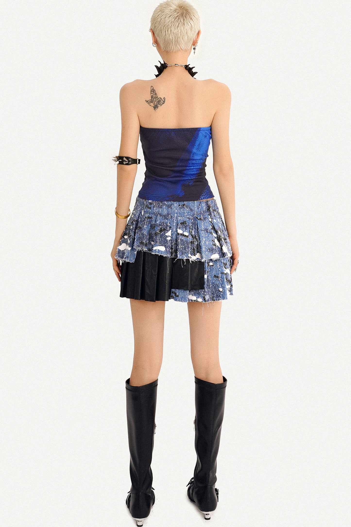Blue Printed Tube Top