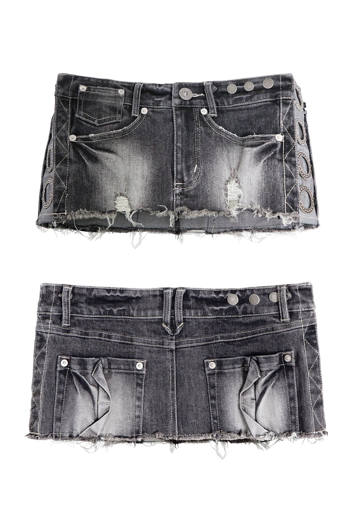 Distressed Denim Skirt and Pants