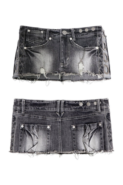 Distressed Denim Skirt and Pants