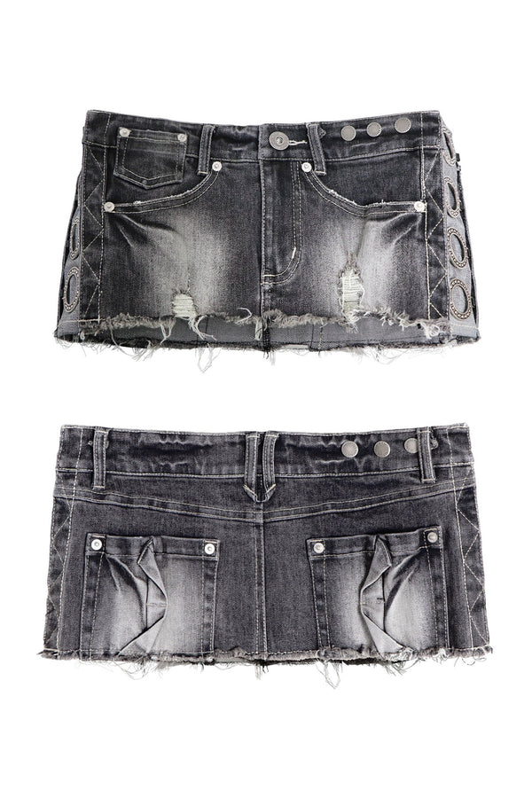 Distressed Denim Skirt and Pants