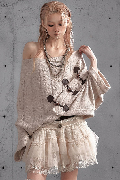 Lace Patchwork Pleated Multi-Layered Puffy Skirt