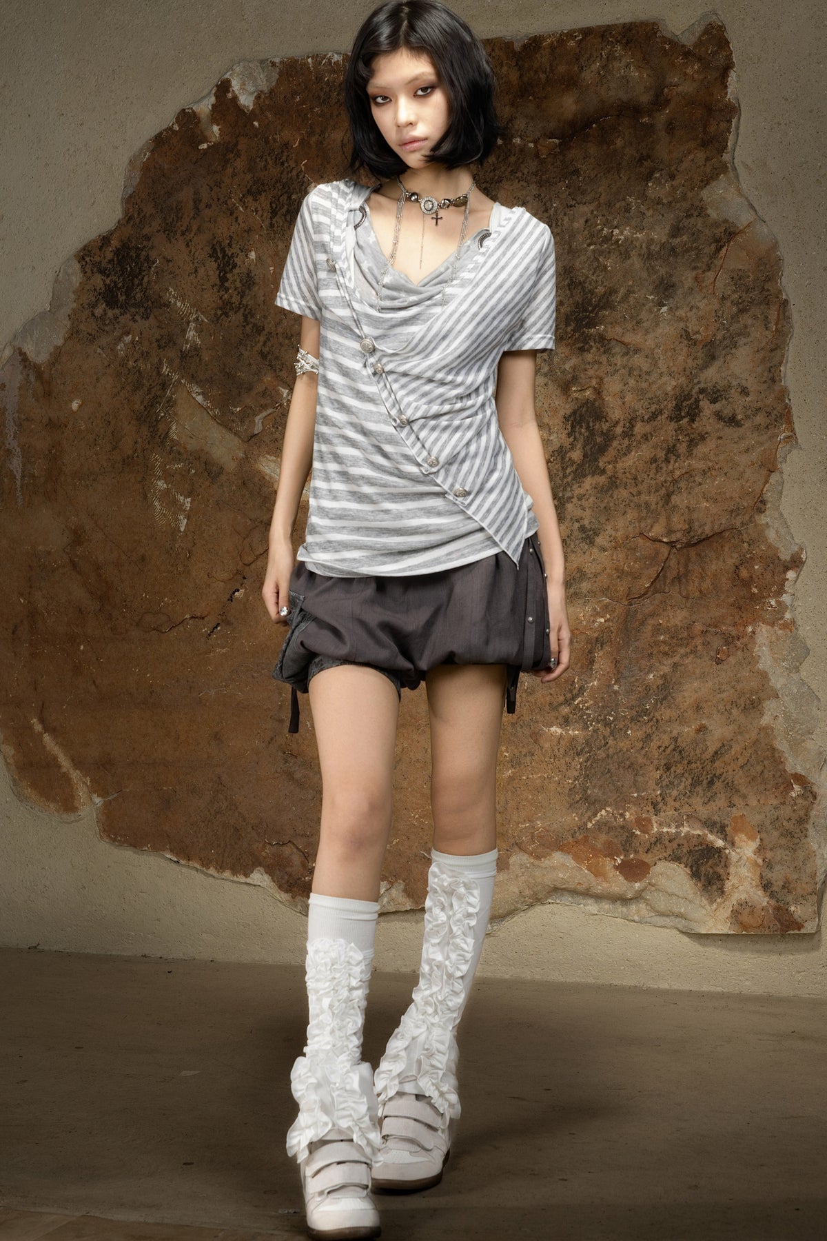 Asymmetrical Striped Knit Top