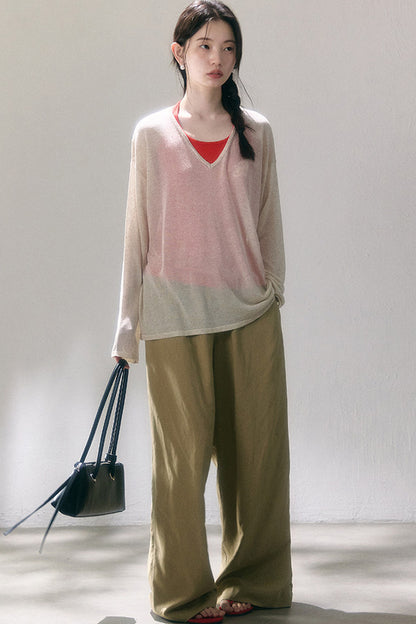 Linen Blend Air Wide-Leg Trousers