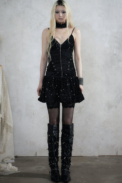 Retro Jacquard Sequin Dress