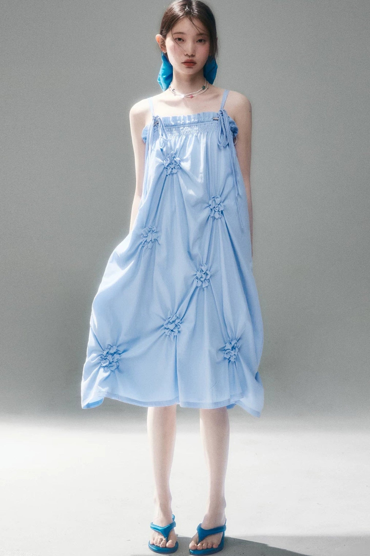 Marigold Pleated Flower Dress