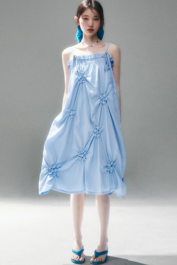 Marigold Pleated Flower Dress