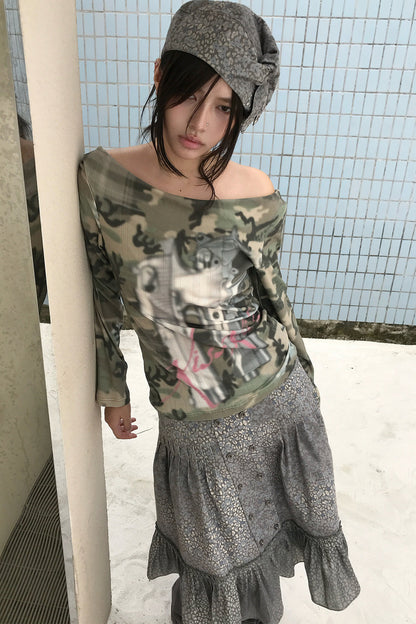 Wendbares Langarmhemd aus Camouflage-Jacquard