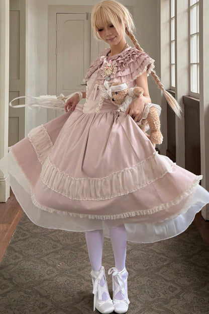 Pink Lace Embroidered Dress Set-Up