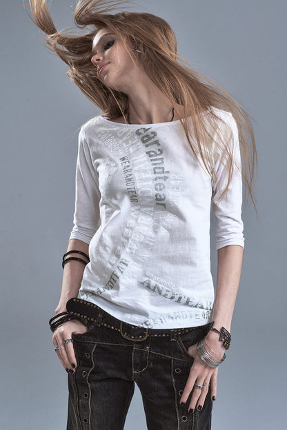 Off-Shoulder Long Sleeve T-Shirt
