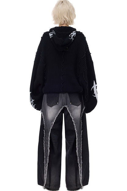 Y2K Patchwork Hooded Knit Hoodie