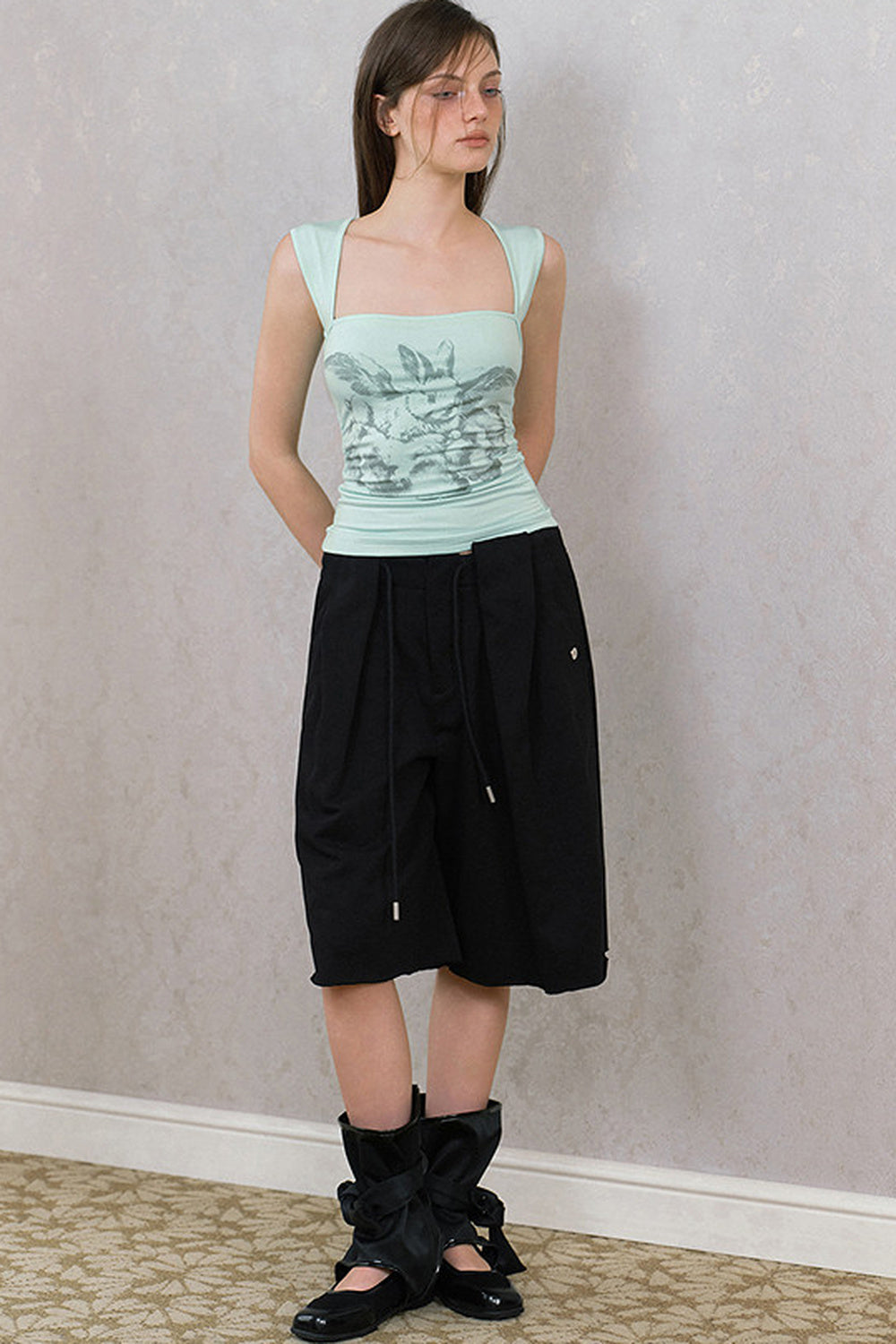 Loose Knit Drawstring Shorts