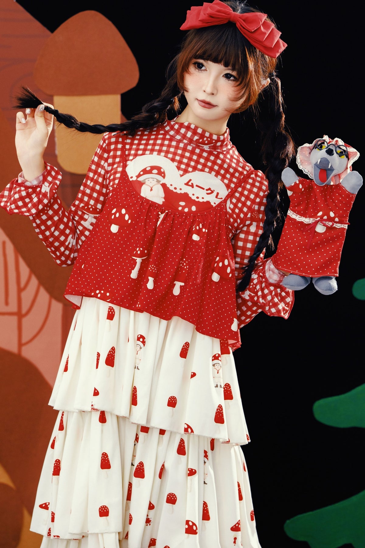 Hand-Painted Red Mushroom Top