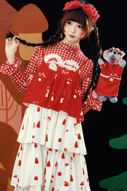 Hand-Painted Red Mushroom Top