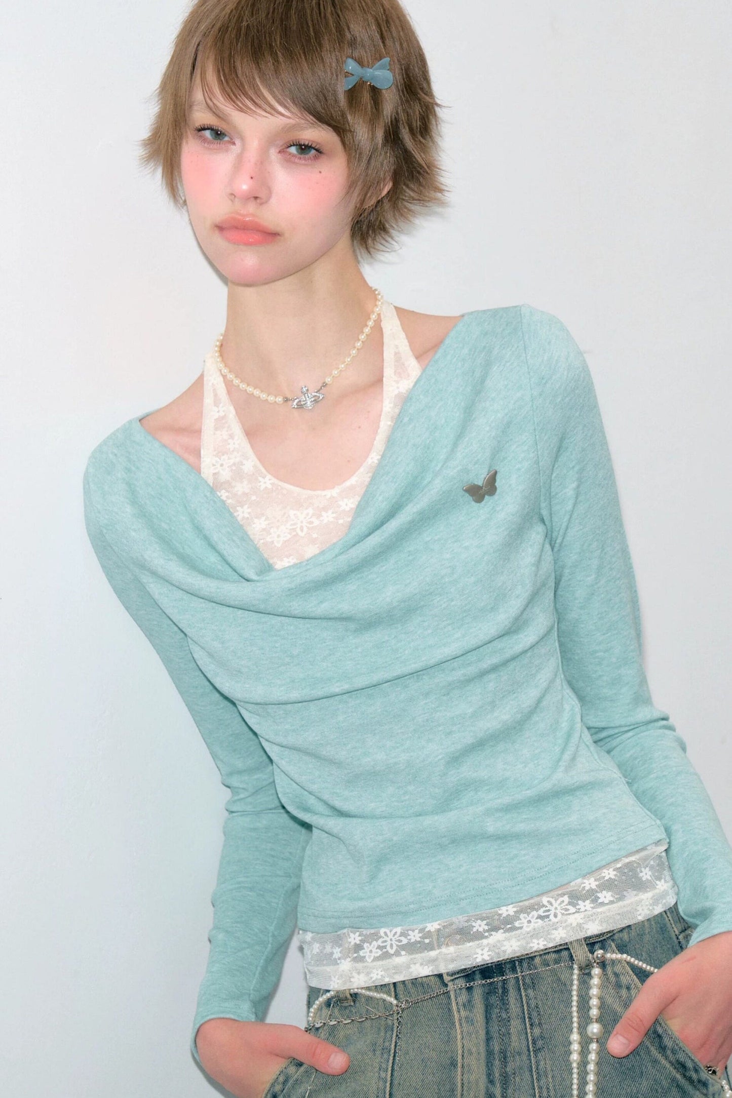 Mist Flutter Knit Top