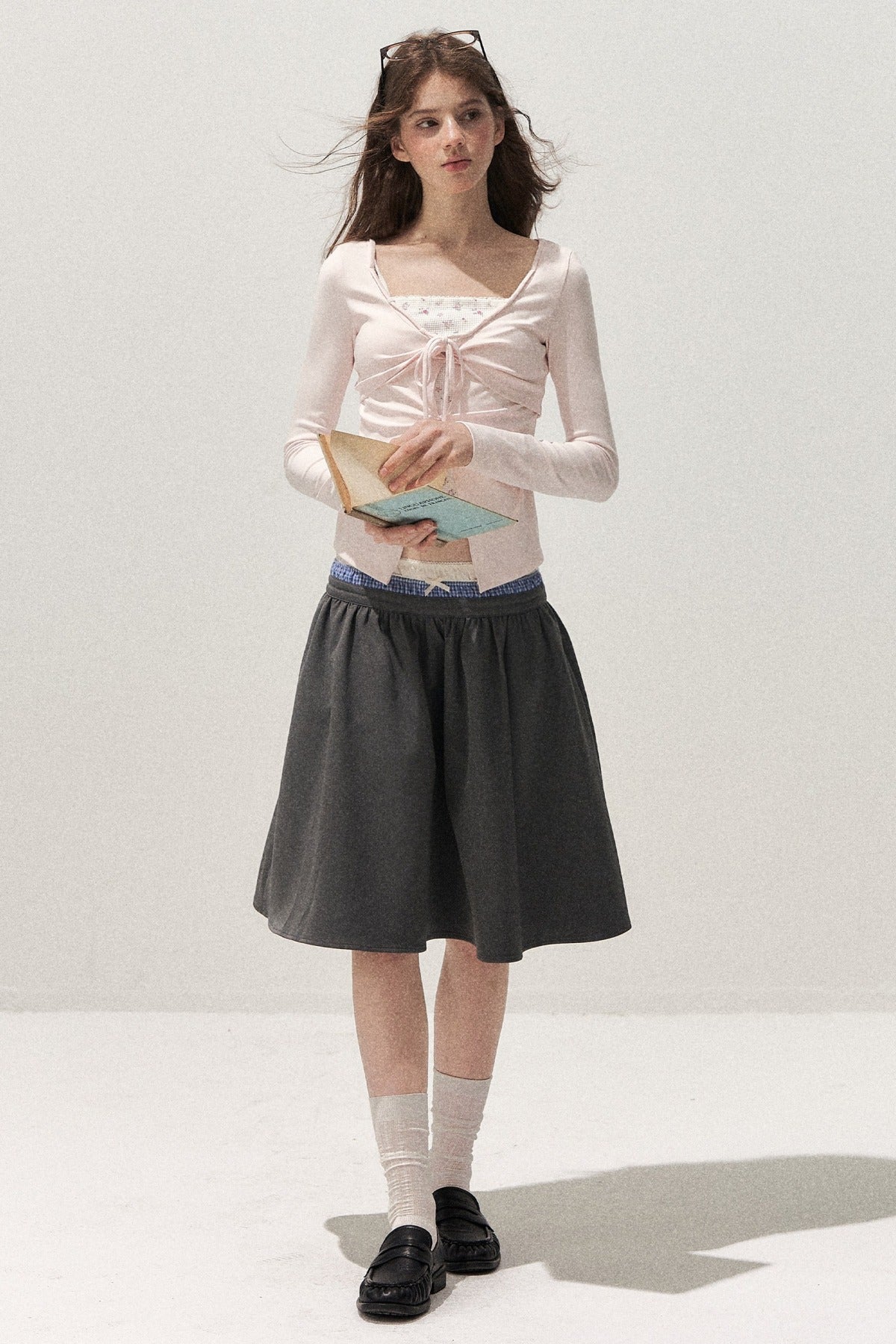 Spliced Waist A-Line Skirt