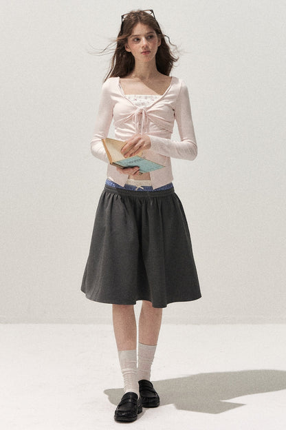 Spliced Waist A-Line Skirt