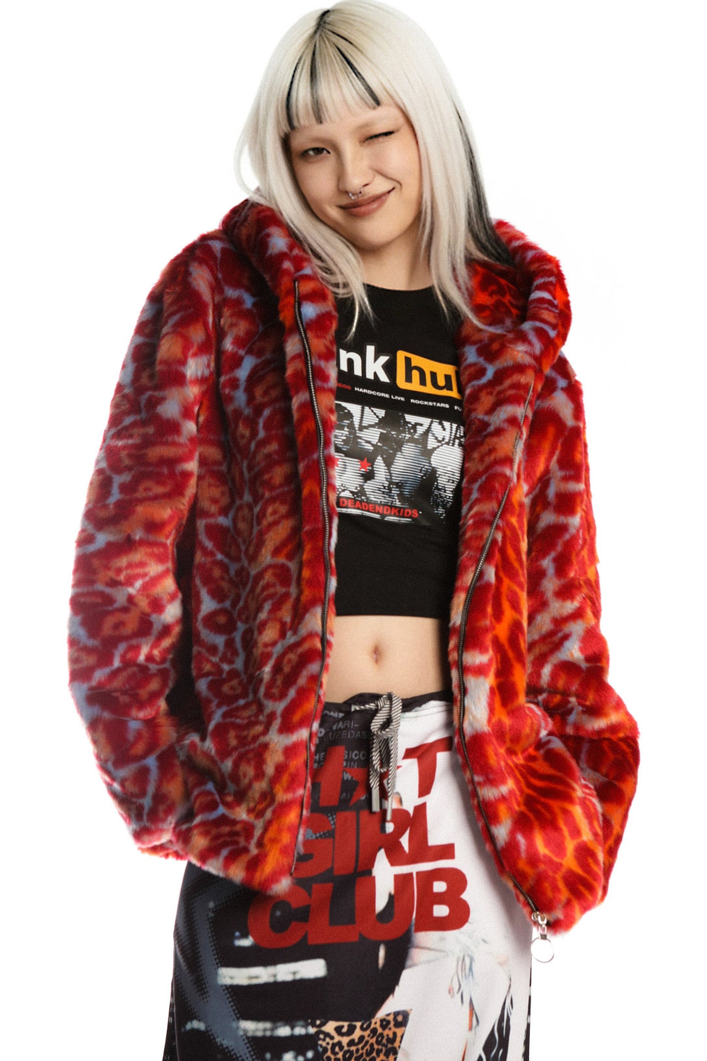 Leopard Print Fur Hooded Jacket