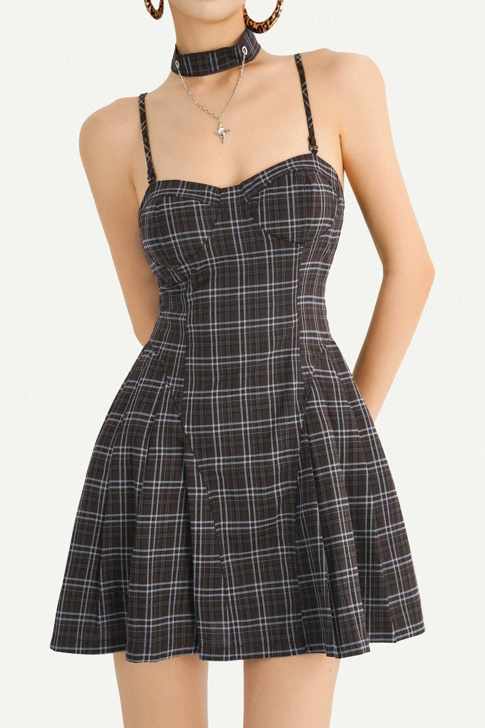 Retro Plaid Camisole Dress