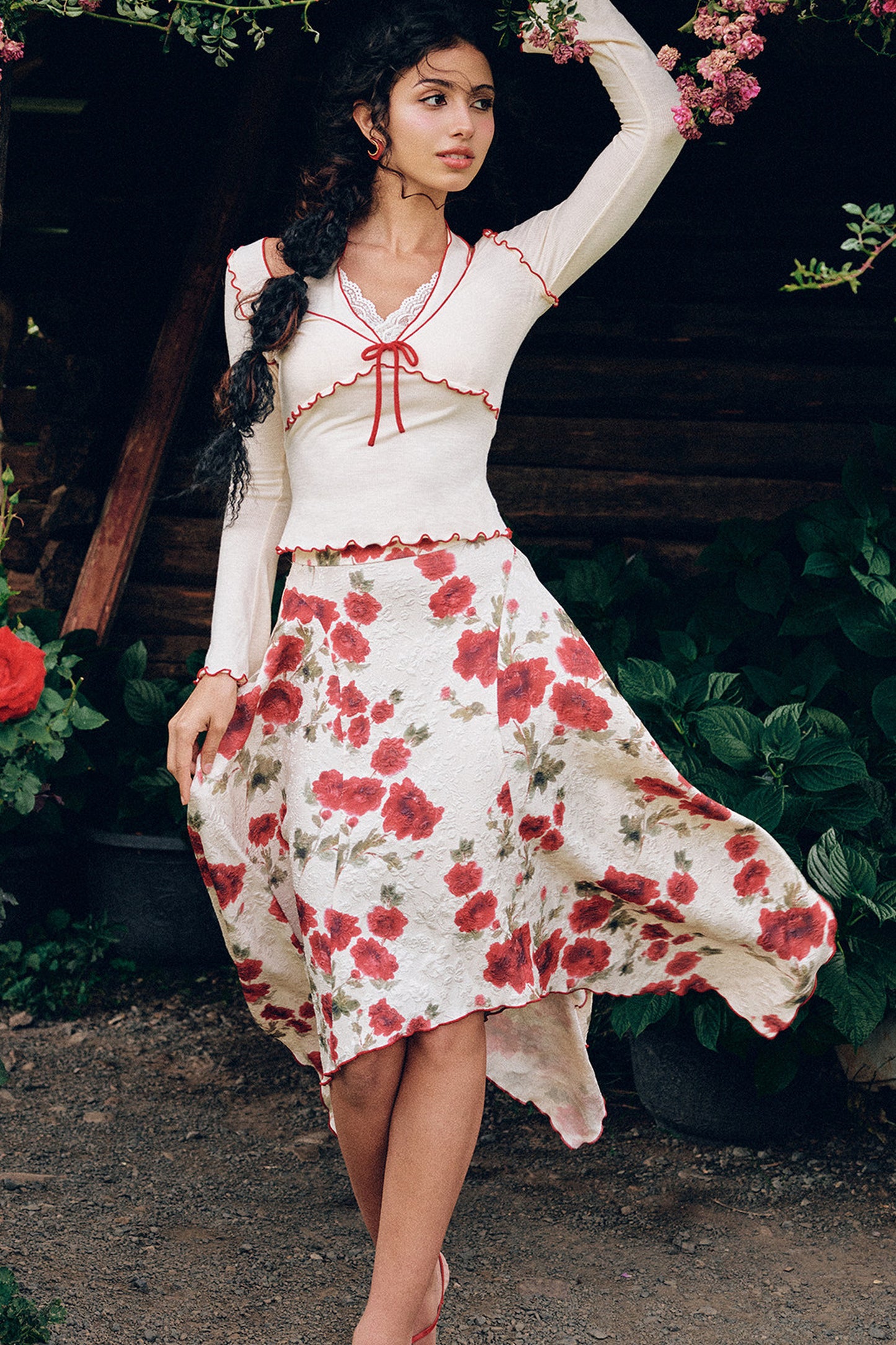 Rose Valley Floral Top and Skirt Set-Up