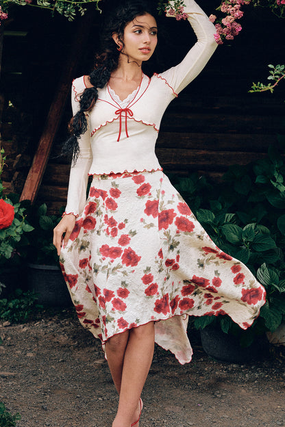 Rose Valley Floral Top and Skirt Set-Up