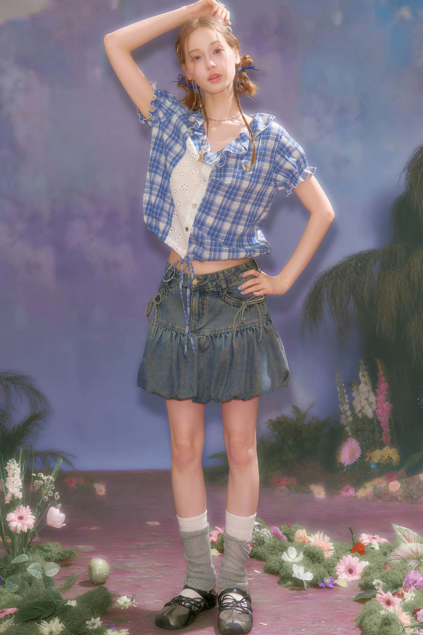 Plaid Patchwork Summer Blouse