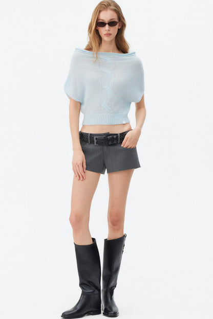 Wool Mohair Off-Shoulder Top