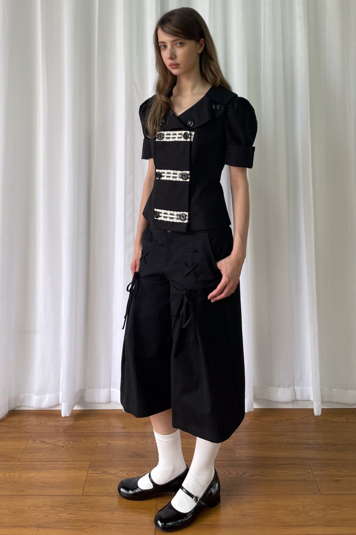 Trench Style Double-Breasted Lace Shirt