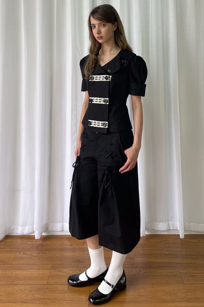 Trench Style Double-Breasted Lace Shirt