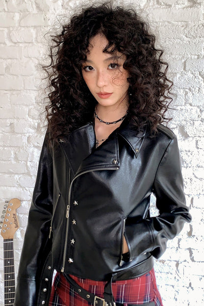 Star-Studded Leather Jacket
