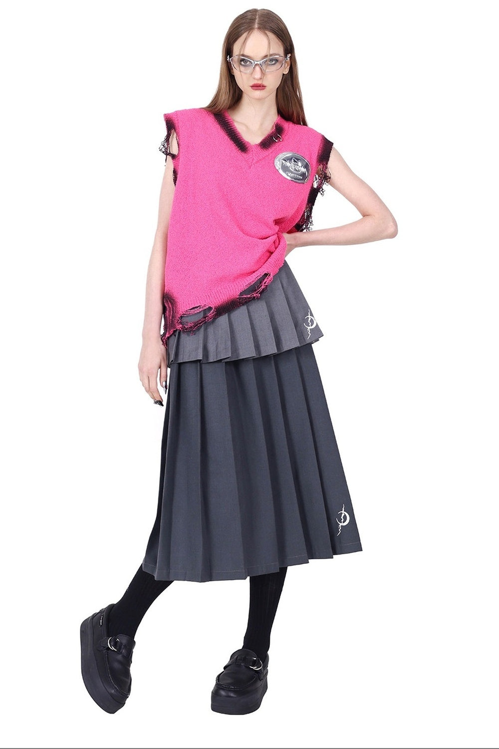 Detachable Ring Pleated Skirt