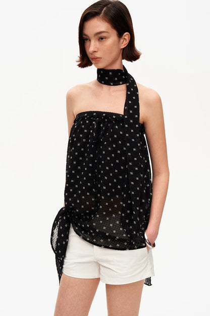 Woven Polka Dot Halter Top