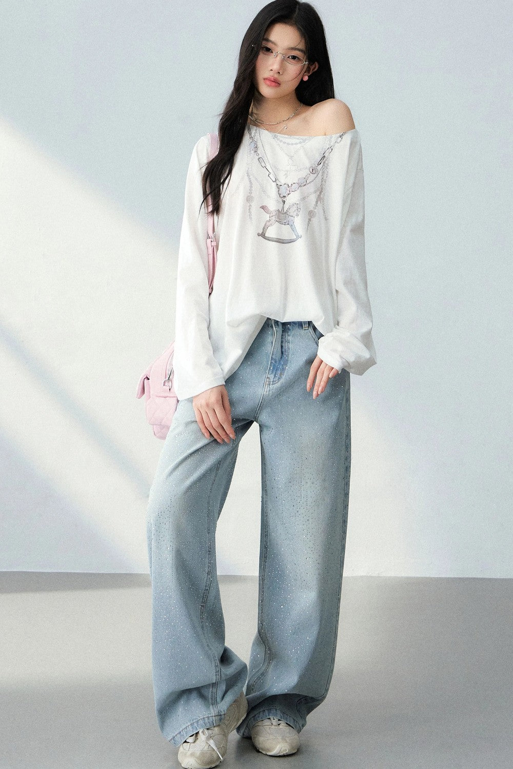 Pony Necklace Off-Shoulder Top Set-Up