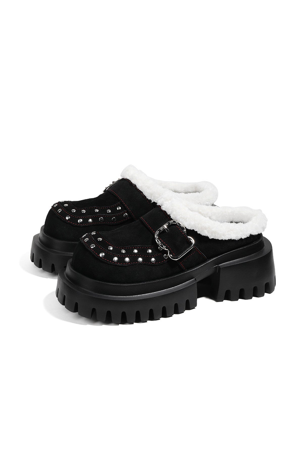 Punk Furry Thick-Soled Mules