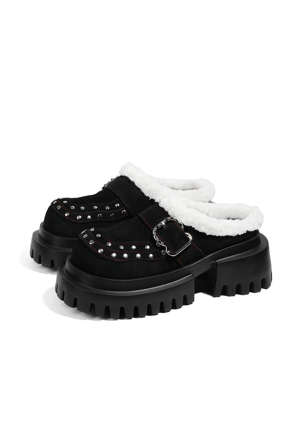 Punk Furry Thick-Soled Mules