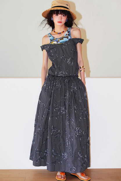 Vacation Polka Dot Embroidered Dress
