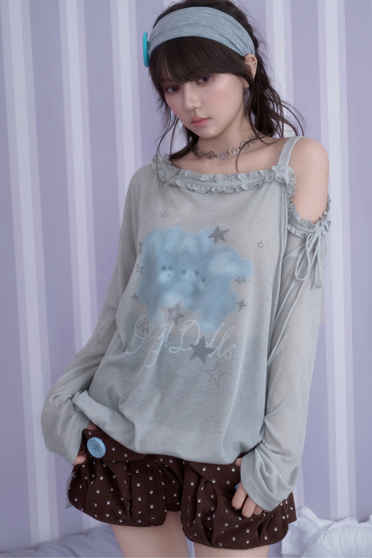 Corduroy Paw Print 3D Pocket Flower Shorts