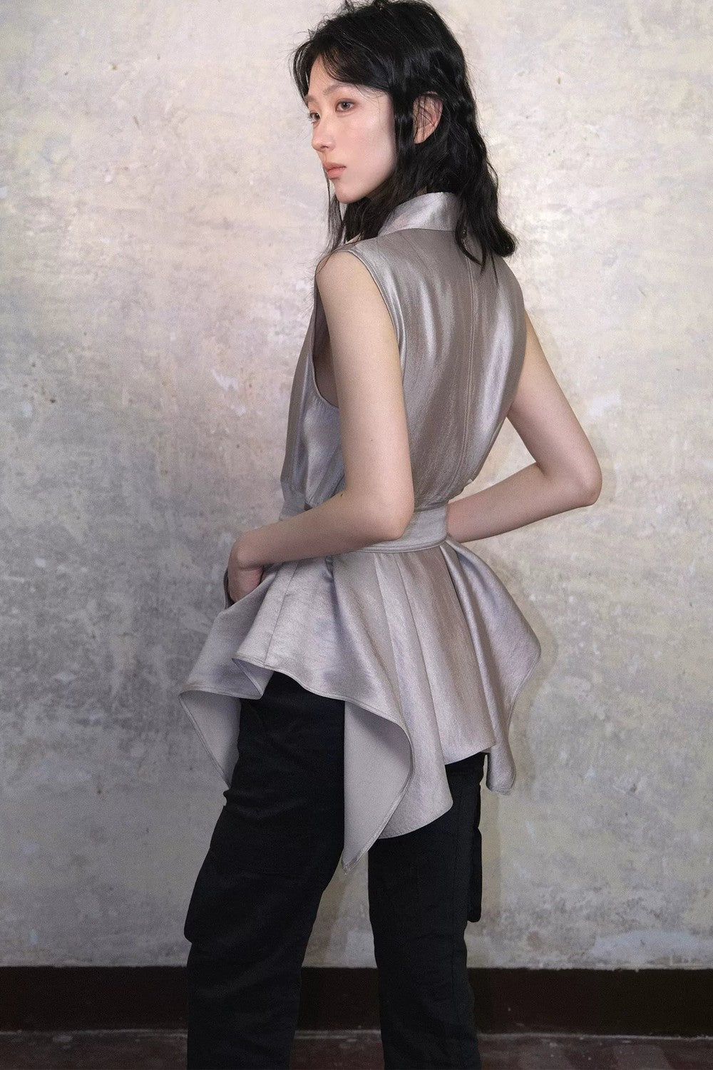 Satin Reversible Fishtail Cape Vest Set