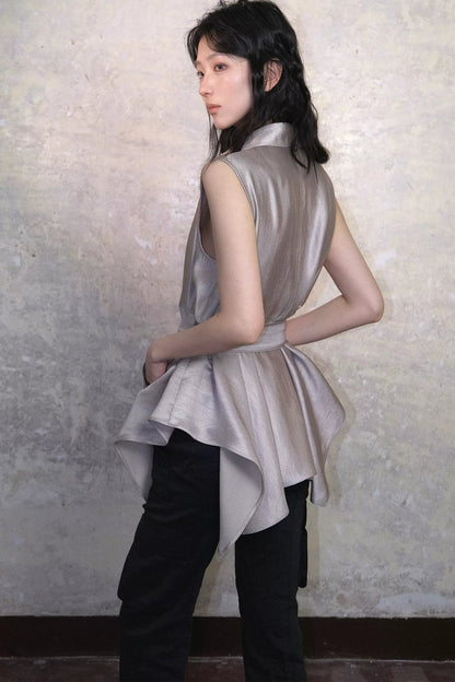 Satin Reversible Fishtail Cape Vest Set