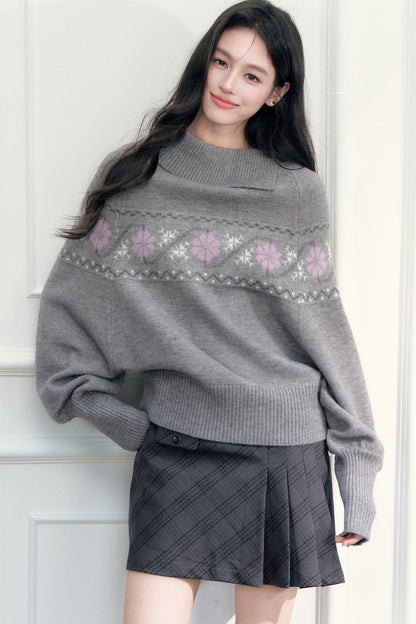 Fair Isle Jacquard Batwing Sweater
