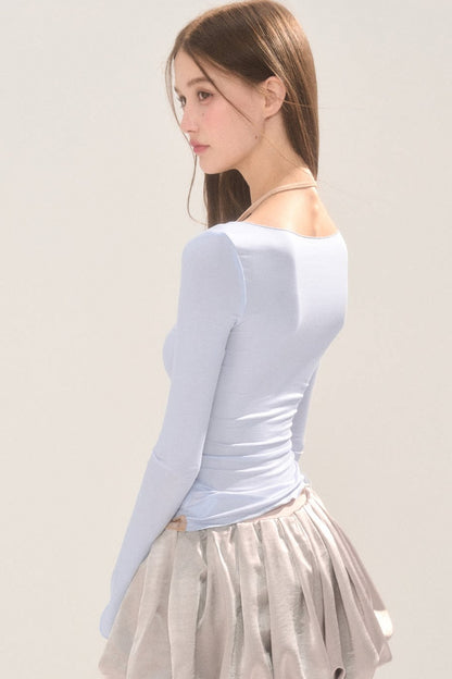 Sheer Lace Spliced Long Sleeve T-Shirt