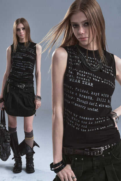 Twisted Letter Print Vest