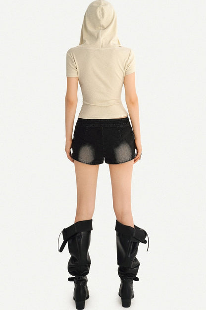 Punk Nieten-Jeansshorts
