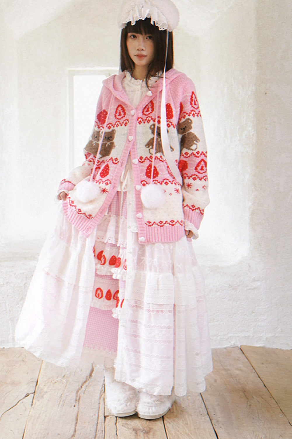 Strawberry Bear Fair Isle Cardigan